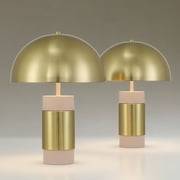 360 Lighting Delia 16" High Antique Brass Mushroom Accent Table Lamp Set of 2