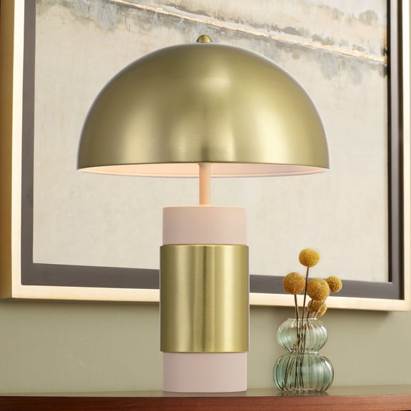 360 Lighting Delia 16" High Small Mushroom Mid Century Modern Accent Table Lamp Gold Antique Brass Finish Metal Single Living Room