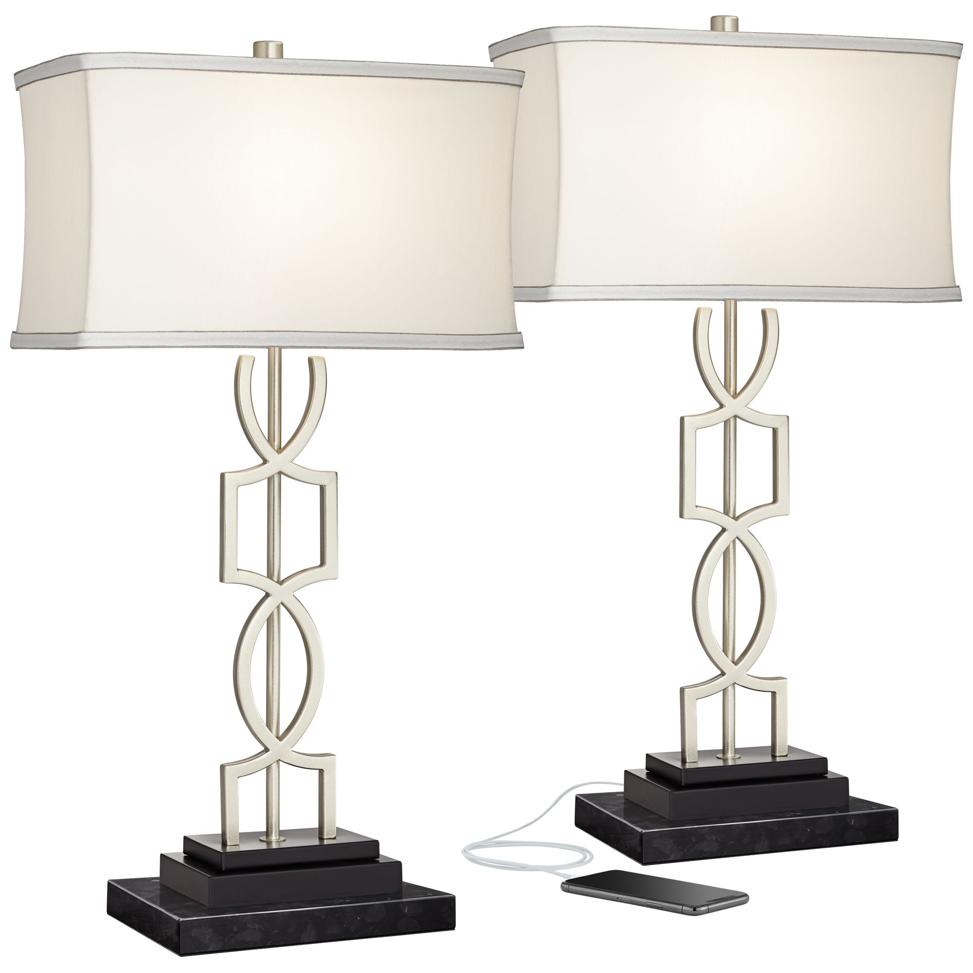 360 Lighting Evan Modern Table Lamps Set of 2 with Black Risers 28 1/2
