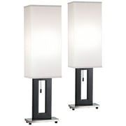 360 Lighting Floating Rectangle Modern Table Lamps 30 Tall Set of 2 Black Metal Open Frame White Fabric Box Shade for Bedroom Living Room Bedside
