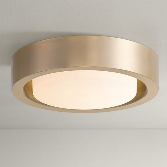 360 Lighting Jayson 12 3/4" Modern Flush-Mount Ceiling Light Fixture Kitchen Foyer Round LED Satin Bronze Finish White Glass