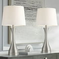 thumbnail image 1 of 360 Lighting Koncave 24 1/2" High Modern Table Lamps Set of 2 Silver Brushed Nickel Finish Metal White Shade Living Room Bedroom, 1 of 8