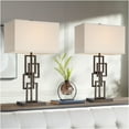 thumbnail image 1 of 360 Lighting Kory Industrial Table Lamps 26 1/2" High Set of 2 Dark Bronze Off-White Linen Rectangular Shade for Bedroom Living Room Nightstand Office, 1 of 9