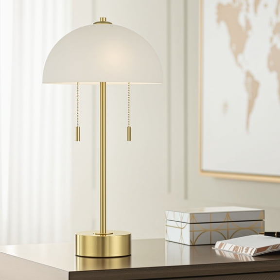 360 Lighting Lia 22 1/2" High Gold Metal Mushroom Pull-Chain 2-Light Table Lamp