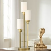 Possini Euro Design Malone Modern Tree Table Lamp 30 1/2" Tall Brass Metal 3 Light White Glass Shades for Bedroom Living Room Bedside Nightstand