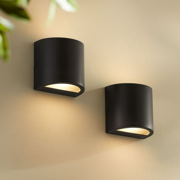 360 Lighting Marisha 4 3/4" High Black LED Outdoor Wall Light Set of 2