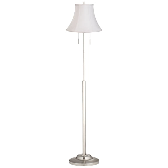 360 Lighting Modern Floor Lamp Brushed Nickel Imperial White Fabric Bell Shade for Living Room Reading Bedroom Office