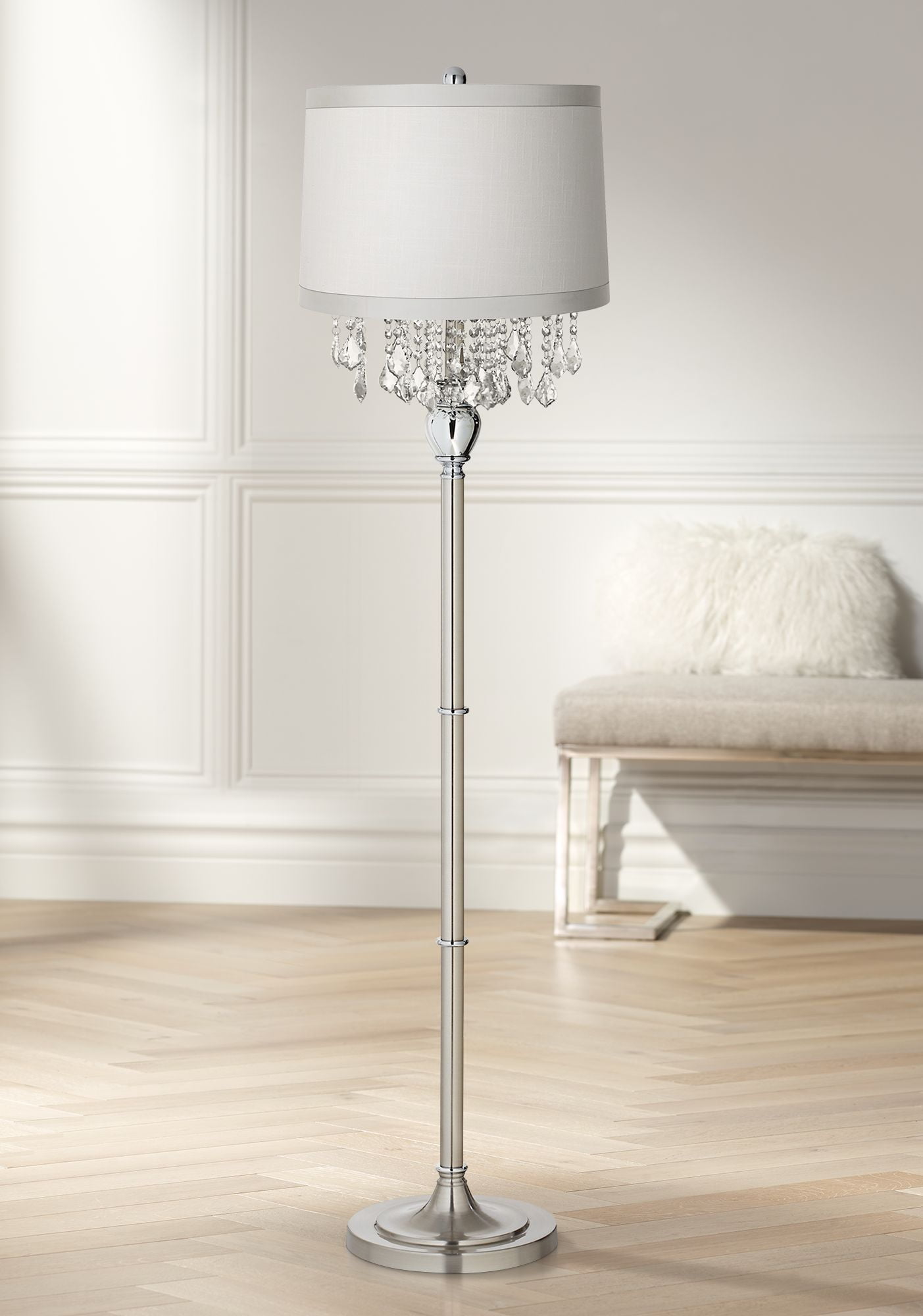 360 Lighting Modern Floor Lamp Standing 60 1/2" Tall Satin Steel Silver