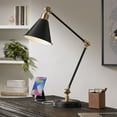 thumbnail image 1 of 360 Lighting Modern Industrial Desk Table Lamp with USB Charging Port Adjustable 26.75" High Black Antique Brass for Bedroom Bedside Office, 1 of 10