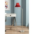 thumbnail image 1 of 360 Lighting Modern Swing Arm Floor Lamp 60.5" Tall Brushed Nickel Red Silk Dupioni Bell Shade for Living Room Reading Bedroom Office, 1 of 4