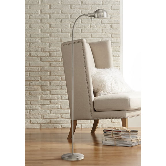 360 Lighting Modern Task Floor Lamp with USB Charging Port 61" Tall Satin Nickel Adjustable Gooseneck Arm for Living Room Reading