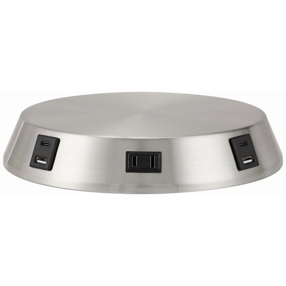 360 Lighting Modern Workstation Table Lamp Base with USB and AC Power Outlet Universal Charging Brushed Nickel Touch On Off Office