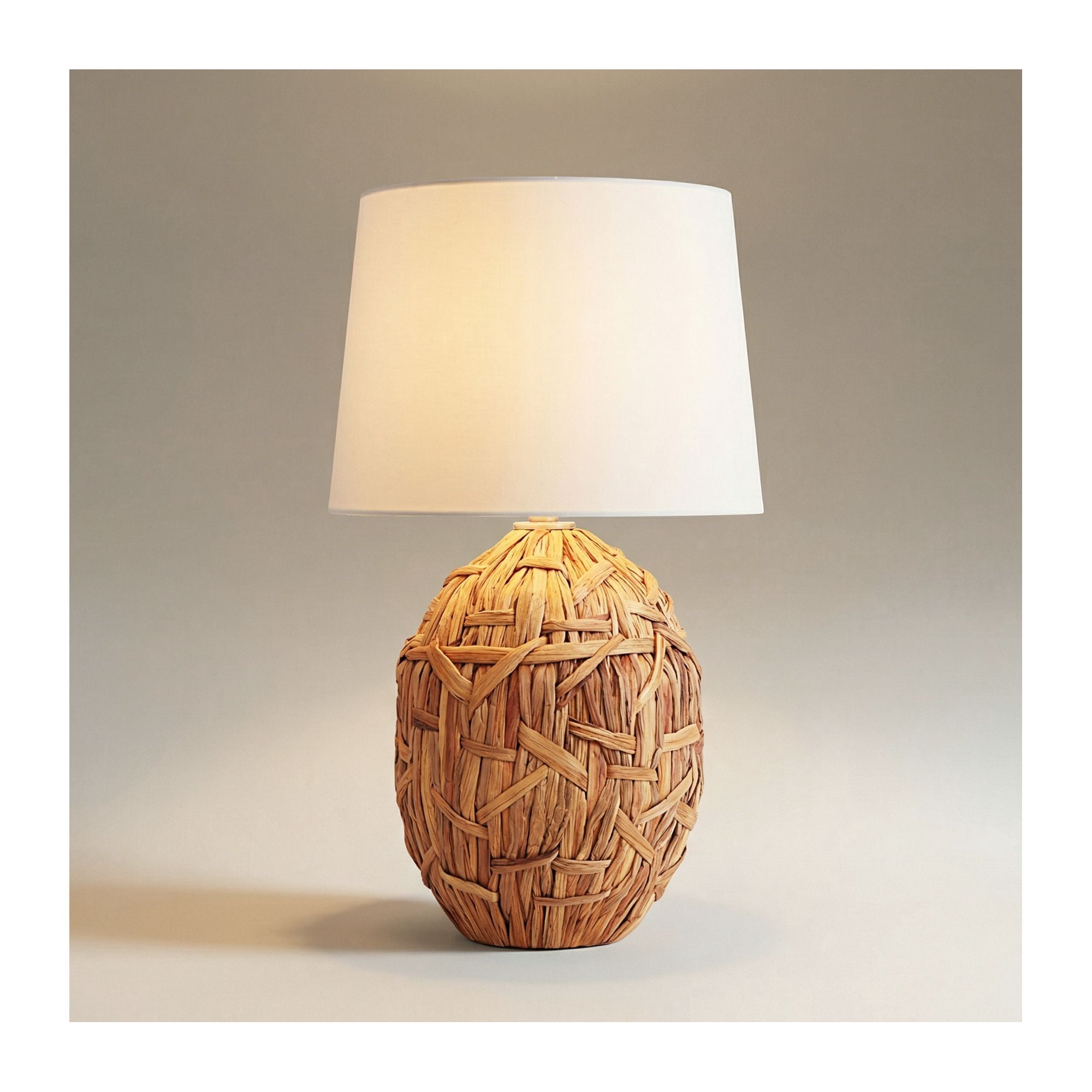 360 Lighting Nantucket Modern Coastal Table Lamp 26" High Natural Woven Seagrass White Drum Shade for Bedroom Living Room House Bedside Nightstand
