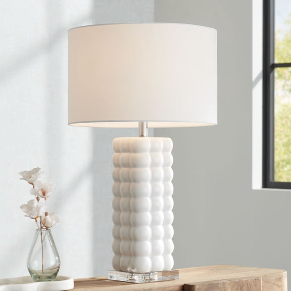 360 Lighting Norma 28" High Textured Bubble White Ceramic Table Lamp with Dimmer