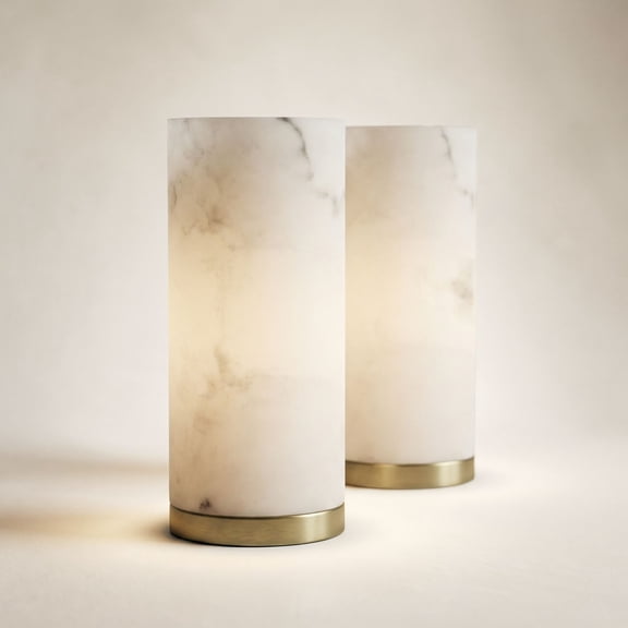 360 Lighting Renier 14" High Faux Alabaster Accent Table Lamp Set of 2