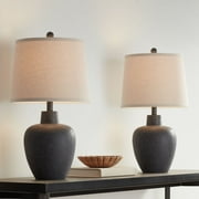 360 Lighting Romeo 23 1/2 High Jar Small Modern Coastal Accent Table Lamps Set of 2 Stone Gray Finish Living Room Bedroom