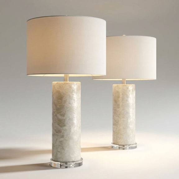 360 Lighting Sabina 27 1/2"H Textured Pearlescent White Cylinder Table Lamp Set