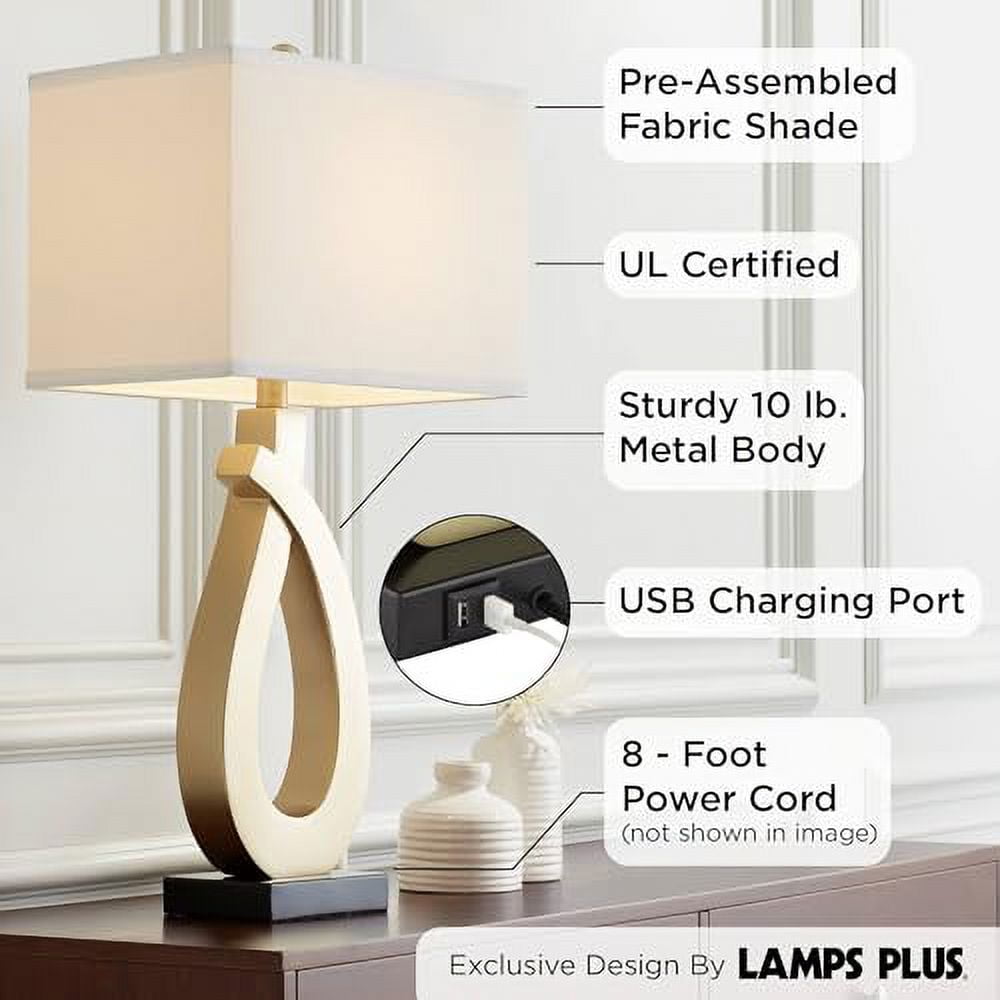 Simone Gold and Black Sculptural Table Lamps with USB Ports