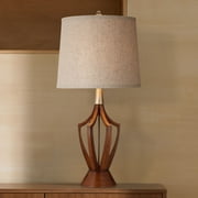 360 Lighting St. Claire Modern Mid Century Table Lamp 30 3/4" Tall Wood Open Vase Taupe Drum Shade for Bedroom Living Room Bedside Nightstand Office