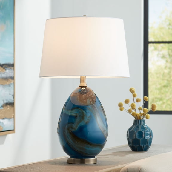 360 Lighting Swirl 22 1/2" High Blue Art Glass Table Lamp with Dimmer