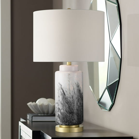 360 Lighting Tatiana 27 3/4" Tall Modern 3-Way Table Lamp Black White Finish Art Glass Single Living Room Bedroom (Colors May Vary)