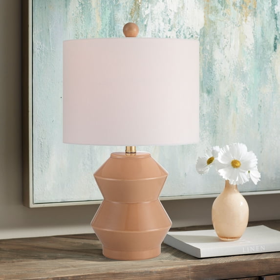 360 Lighting Tatum 22 1/4" High Small Geometric Mid Century Modern Accent 3-Way Table Lamp Red Clay Glaze Finish Ceramic Living Room