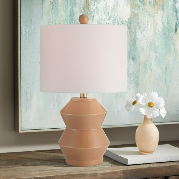 360 Lighting Tatum 22 1/4" High Small Geometric Mid Century Modern Accent 3-Way Table Lamp Red Clay Glaze Finish Ceramic Living Room
