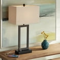thumbnail image 1 of 360 Lighting Todd Modern Table Lamp 30" Tall Bronze Rectangular with USB and AC Power Outlet in Base Oatmeal Fabric Shade for Living Room Office House, 1 of 10