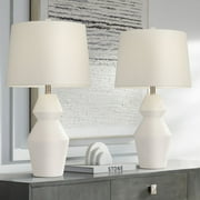360 Lighting Velas 26" High Gourd Modern Coastal Table Lamps Set of 2 White Finish Living Room Bedroom Bedside Nightstand House