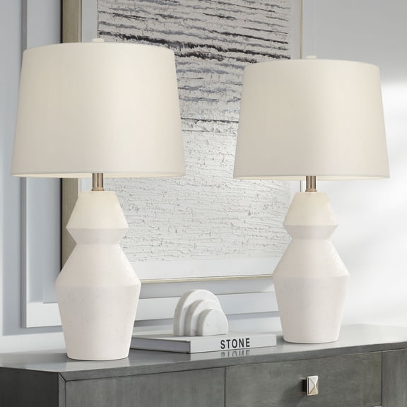 360 Lighting Velas 26" High Gourd Modern Coastal Table Lamps Set of 2 White Finish Living Room Bedroom Bedside Nightstand House