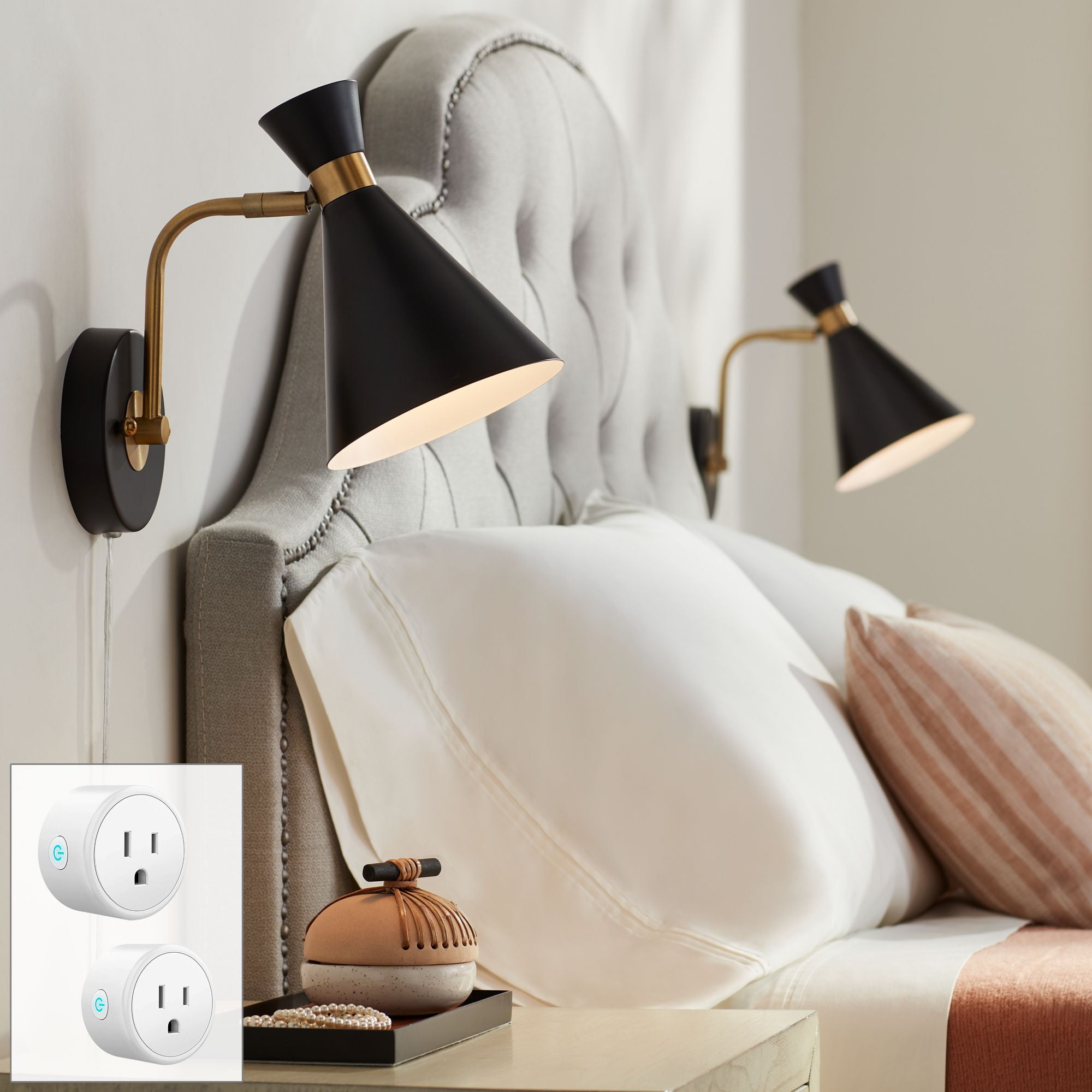 360 Lighting Venice Modern Wall Lamps Set of 2 with Smart Sockets Matte