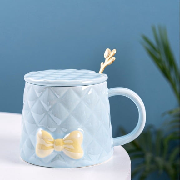 360 ML Cute Creative Ceramic 3D Bow Tie Decoration Coffee Mug Tea Cup Ice Cream Cup Novelty Romantic Gift for Women