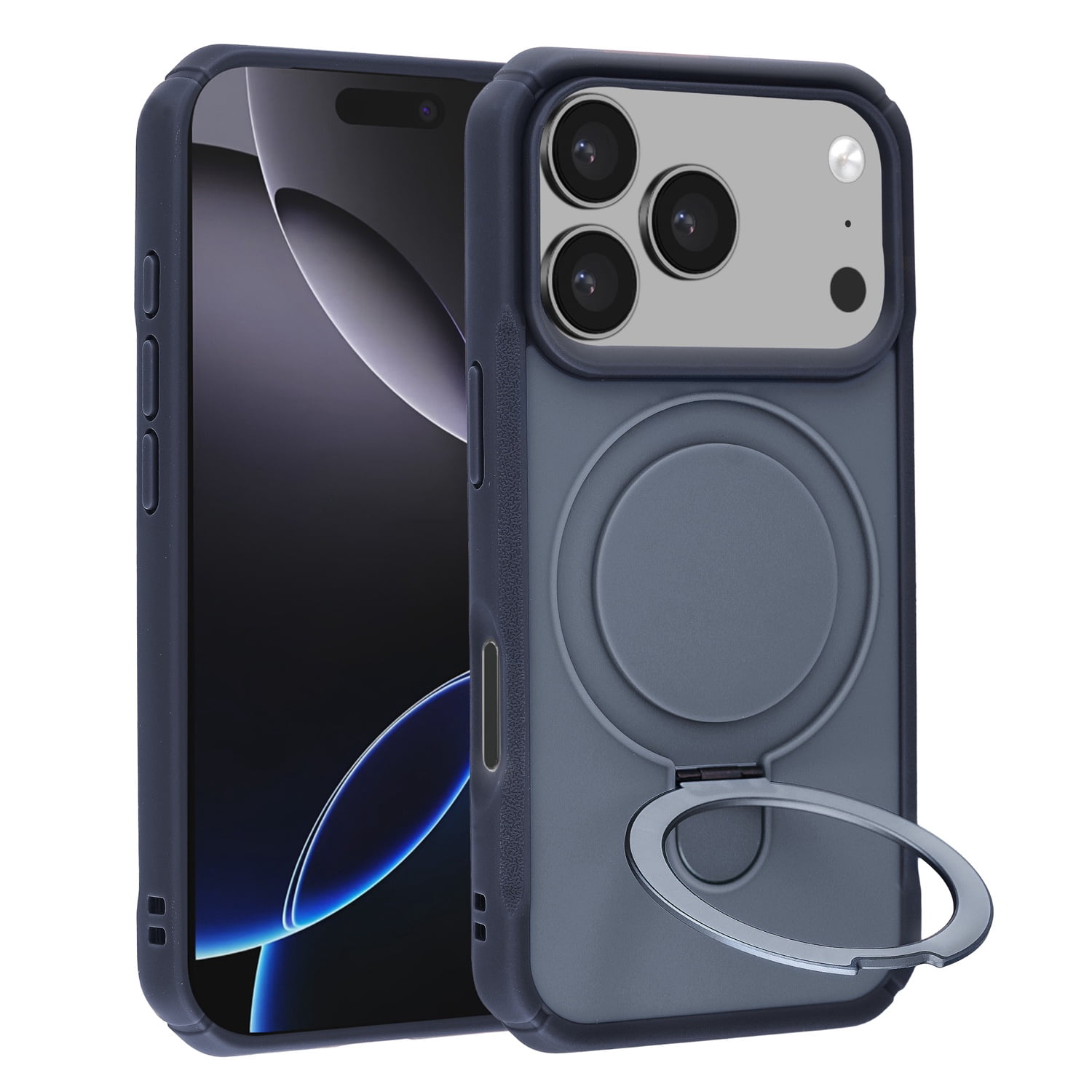 360° Magnetic Kickstand Case for iPhone 17 Pro Max - Navy Blue