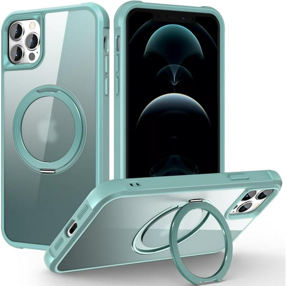 360° Magnetic Swivel Ring for iPhone 12 pro case, Built-in Metal Stand and Ring Holder, Magsafe Compatible, Military Grade Protection, Shock and Vibration Resistant-Lake Blue