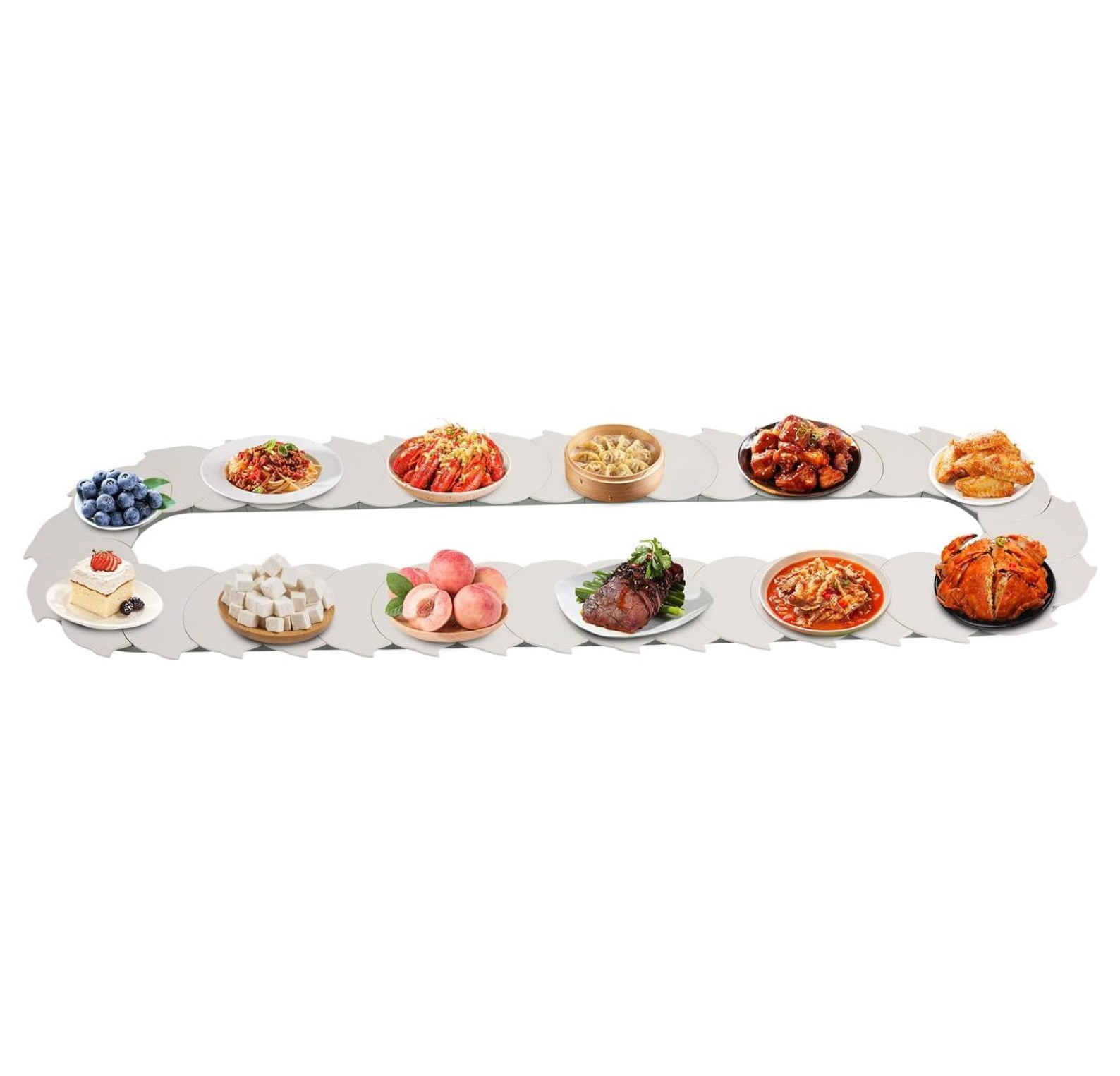 360°Manual Swivel Adjustable Dining Table, Food Serving Train Dining