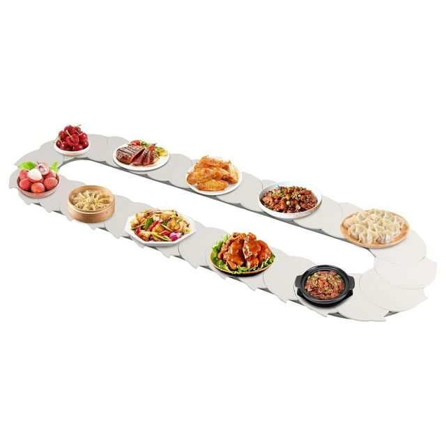 360° Manual Swivel Adjustable Dining Table, Food Serving Train Dining