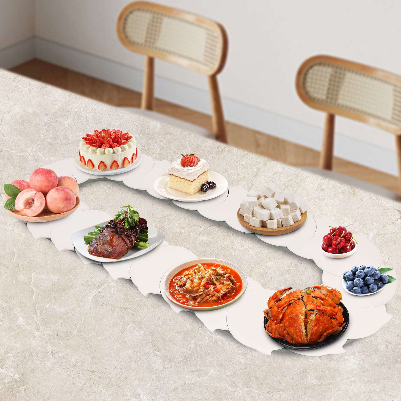 360° Manual Swivel Adjustable Dining Table Lazy Susan Rotating Food