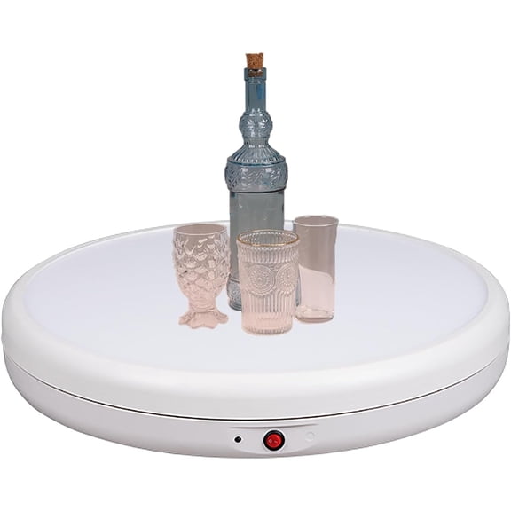 360° Motorized Rotating Display Stand Spinning Display Platform with Remote, LED Light & Adjustable Speed, Heavy-Duty Product Spinner Base for Jewelry, Tumbler, Cake, Phone & Organizer Showcase