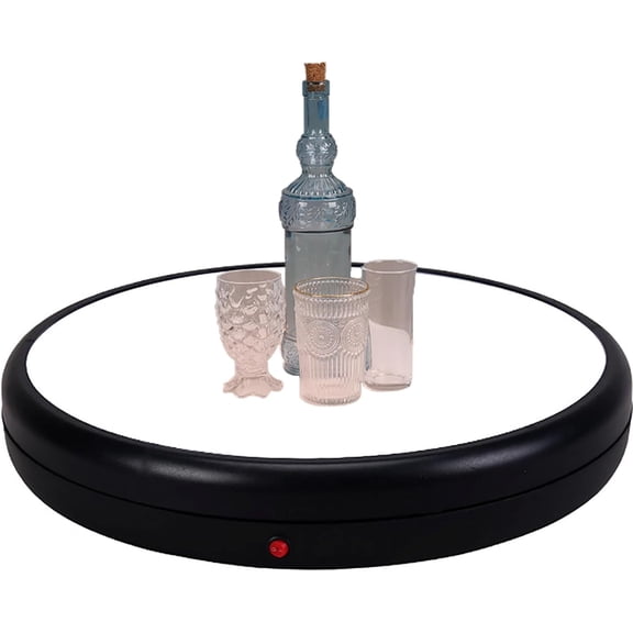 360° Motorized Rotating Display Stand Spinning Display Platform with Remote, LED Light & Adjustable Speed, Heavy-Duty Product Spinner Base for Jewelry, Tumbler, Cake, Phone & Organizer Showcase