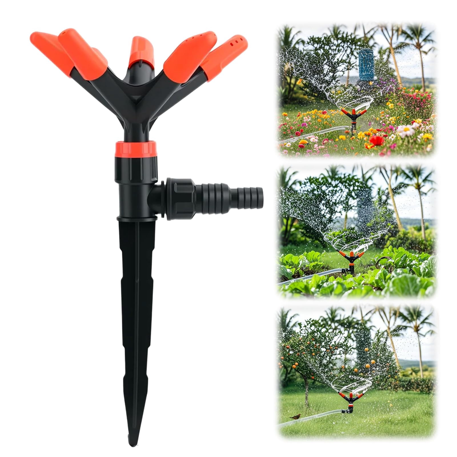 360° Multi-Directional Lawn Sprinkler, 360° Rotating Sprinkler Lawn Sprinkler with Adjustable 45° Angle Coverage Precision Garden Irrigation Sprinkler Roof Sprinklers