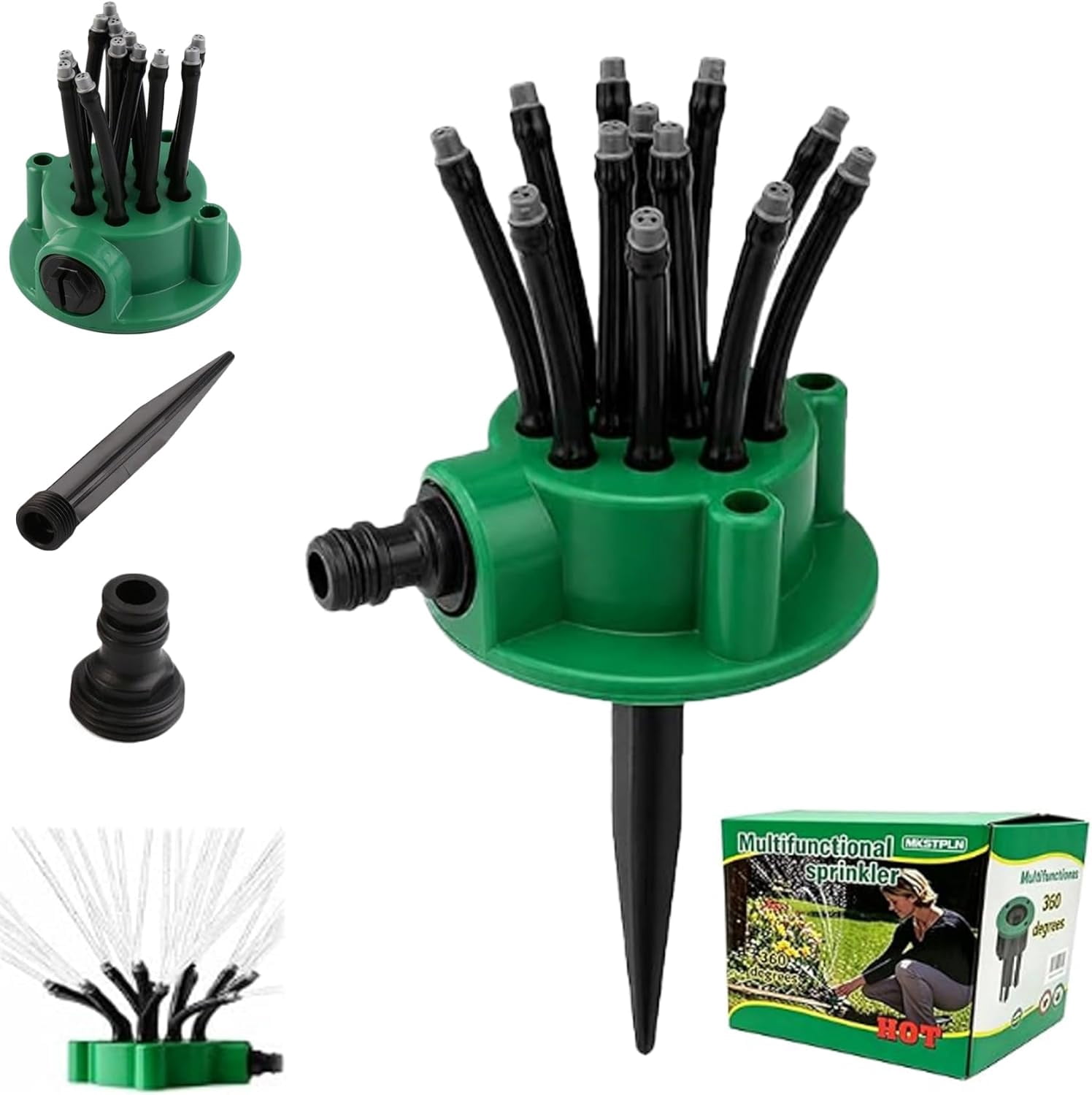 360° Multi-Directional Lawn Sprinkler, Stable Rotating Water Sprinkler, Wide Coverage, Easy Connect for Yard Garden（1PCS）