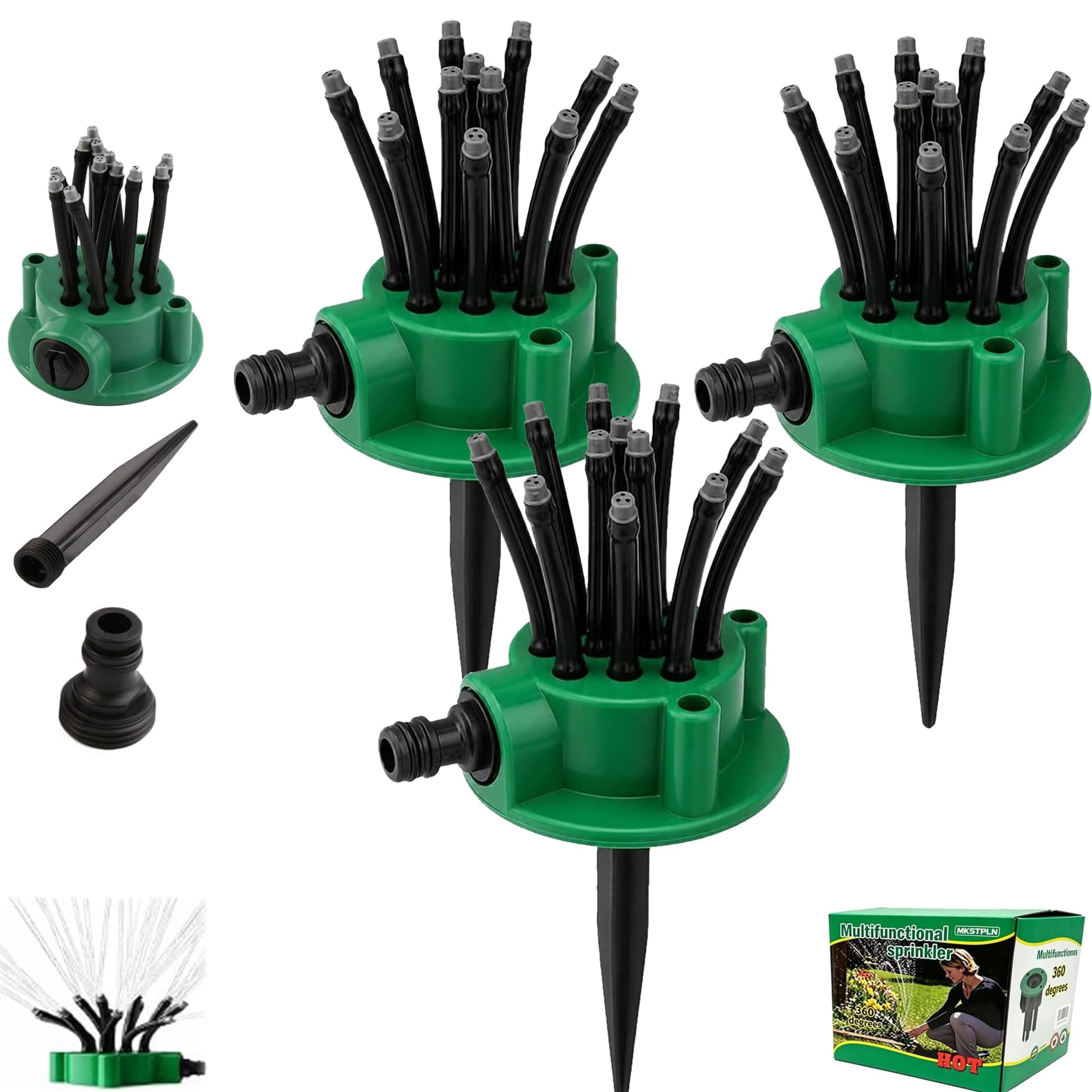 360° Multi-Directional Lawn Sprinkler for Yard & Garden, Stable Rotating Water Sprinkler with Wide Coverage, Easy Connect Lawn Sprinkler for Grass, Backyard, Patio & Summer Outdoor Play