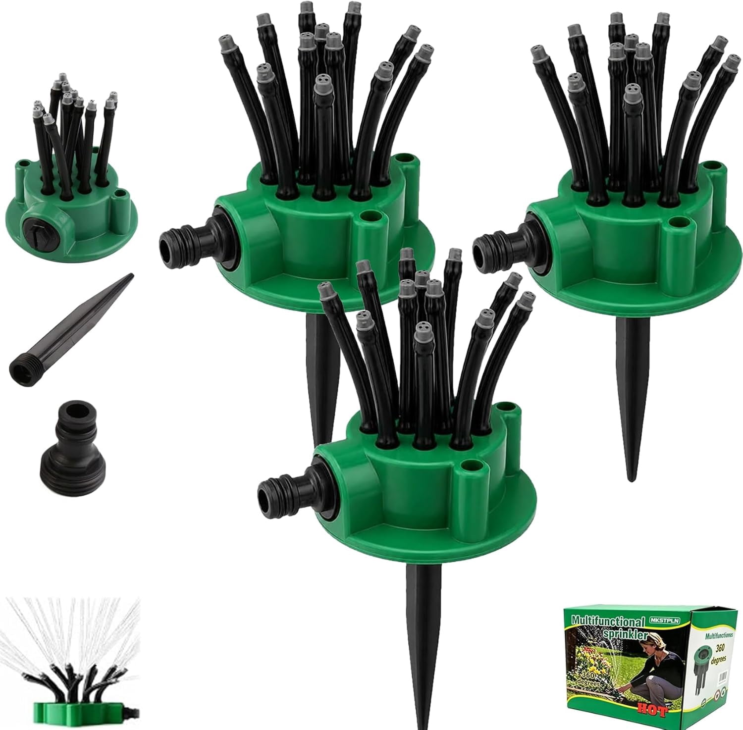 360° Multi-Directional Lawn Sprinkler for Yard & Garden, Stable Rotating Water Sprinkler with Wide Coverage, Easy Connect Lawn Sprinkler for Grass, Backyard, Patio & Summer Outdoor Play