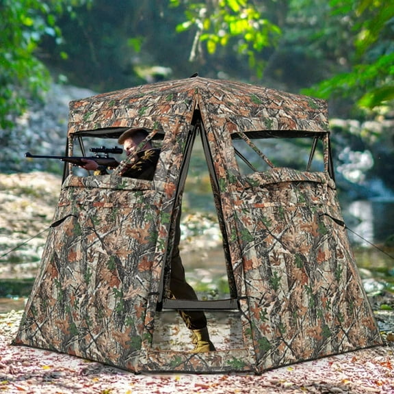 360 One Way See Through Ground Hunting Blind for Deer and Turkey Hunting