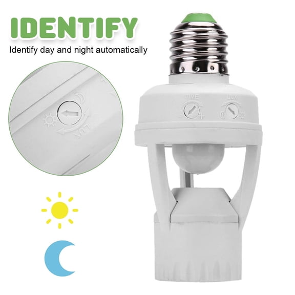 360PIR Induction Motion Sensor IR Human Infrared Detector E27 Plug Socket Switch Base Led Bulb Light Sensor Lamp Holder,Indoor/Outdoor Yard Porch Patio Garage Gard