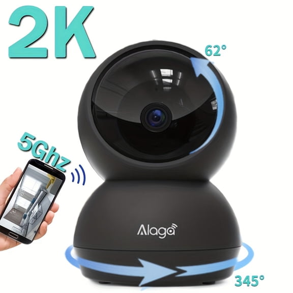 360 ° PTZ 2K WiFi Indoor Security Camera, Dual Band Wireless Camera with AI Tracking, Night Vision, Two-Way Audio Smart Home Device