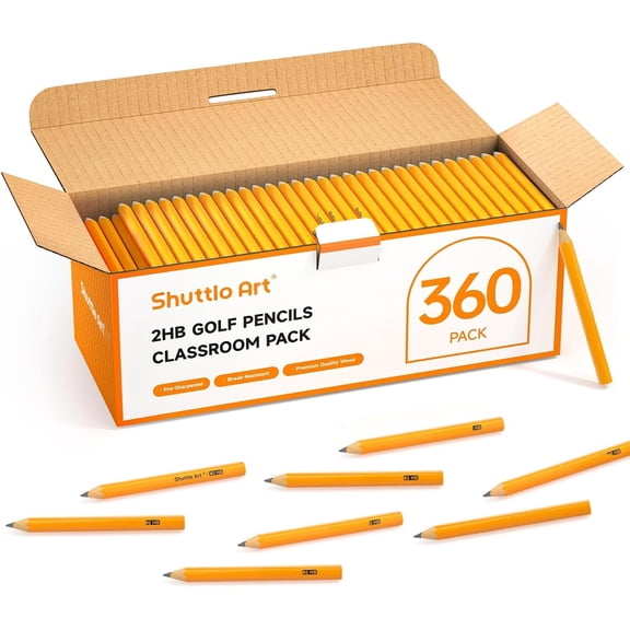360 Pack #2 HB Golf Pencils, Pre-Sharpened Wood-Cased 3.5 Inch Mini Pencils for , Classroom Writing and Sketching