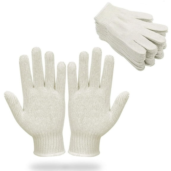 360 Pack Natural Color Working Gloves XS size. Cotton Polyester Gloves. Reusable Washable Knit Gloves, Medium Weight Gloves, Seamless Workwear Gloves. Protective Industrial Work Gloves for Men, Women.