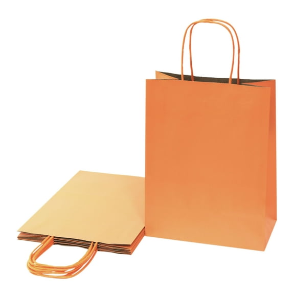 360 Pack Orange Gift Bags (10.5x8x4.25 In): Bulk Medium Kraft Paper Bags with Handle. Great for Halloween Gifts, Holiday Party Favor, Trick or Treat, Goodie & Special Occasions