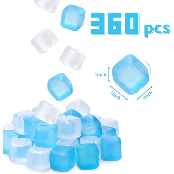 360 Pack Reusable Ice Cubes Blue - Refreezable Plastic Ice Balls for Drinks, Ice Bath, Camping & Bars